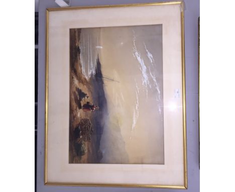 Emily Nicholson (act.1842-1869): a watercolour depicting a seascape, signed lower left