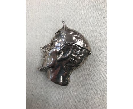 A 925 silver vesta in the form of Lucifer with button to the nose to open the top.