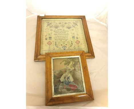 A 19th century sampler and needlework picture