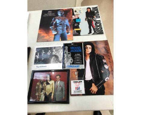 A quantity of Michael Jackson memorabilia to inc tour programmers, tour itinerary, VIP pass, photograph etc