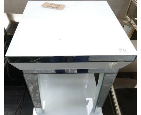 Mirrored Glass Panel Art Deco Style Coffee Table with White Glass Features: 45 x 45 x 55 height(please refer to conditions on
