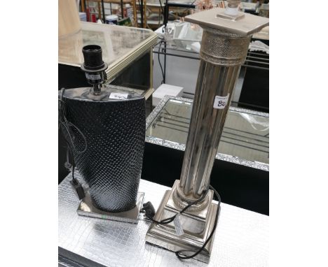 Silvered Column Table Lamp & Modernist Similar Item (2):(please refer to conditions on lot 599) 
