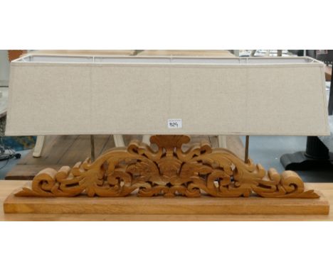Craved Wood Decorative Table lamp with matching shade:(please refer to conditions on lot 599) 