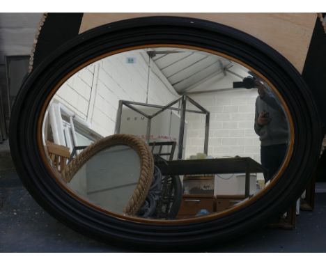 Vintage Style Large Oval Black Gold Decorative Wall Mirror: 120 x 93cm together with a wrought iron coat stand( please refer 