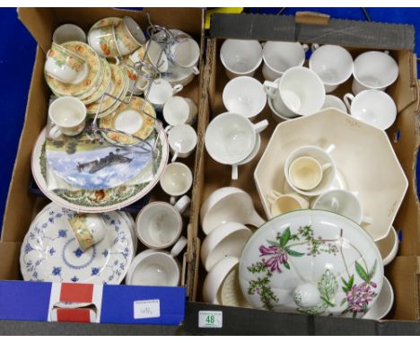 A mixed collection of items to include undecorated large fruit bowl: similar dinner ware together with Churchill blue &amp; w