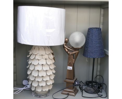 3 Modern Table Lamps in the Art Deco Style (3):(please refer to conditions on lot 599) 