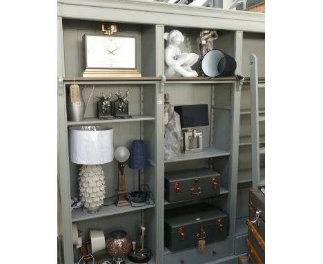 Very Large Libary Style Grey Painted Wooden Bookcase: Complete with moving ladder, 245 x 38 x 240cm height(please refer to co