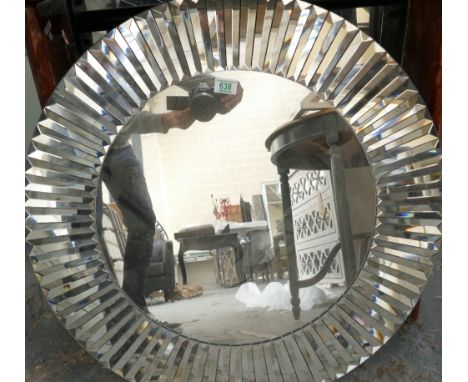 Blakely Round Modern Wall Mirror with Bevelled Mirror Glass Panels: diameter 75cm( please refer to conditions on lot 599) 