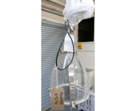 London Modern Silver Framed Glass Lantern Style Ceiling Light On Chain:(please refer to conditions on lot 599) 