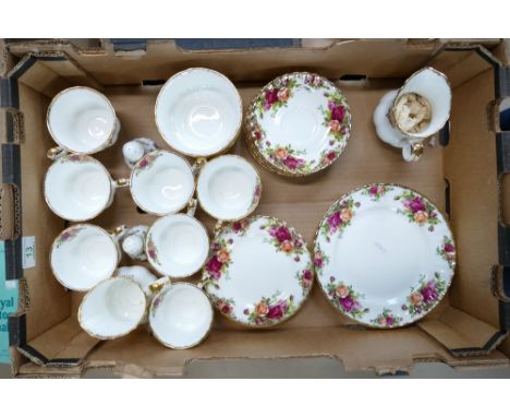 Royal Albert Old Country Roses part teaset: to include cups, saucers, milk jugs, side plates, sandwich plates. Some seconds n