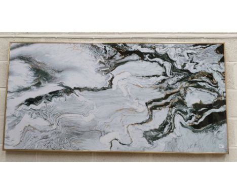 Marble Effect Grey And Cream Wall Art With Rectangle Wooden Frame:(please refer to conditions on lot 599) 