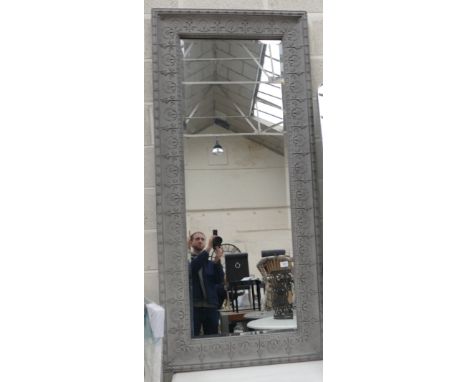 Baroque Rectangular Mirrored Antique Grey Ornate Framed Wall Mirror: 187 x 84cm(please refer to conditions on lot 599) 
