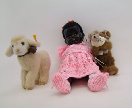 Pedigree doll, Steiff and Boyds Bears: Pedigree Mary Loo type 1950's doll together with Steiff lamb &amp; Boyds Mother &amp; 