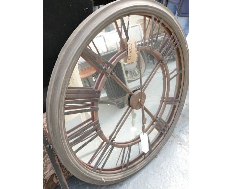 Large Wooden Mirror Backed Wall Clock: diameter 80cm(please refer to conditions on lot 599) 