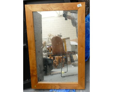 Solid Light Oak Over Mantle Wall Mirror Rectangular: 91 x 58cm(please refer to conditions on lot 599) 