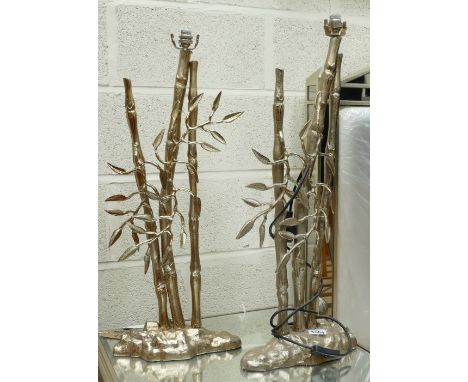 A pair of Large Gilded Bamboo Themed Floor Lamp:(please refer to conditions on lot 599) 