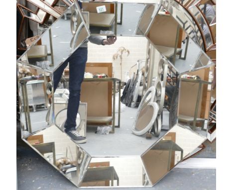 Geometric Large Octagonal Antiqued Glass Wall Mirror: 91cm(please refer to conditions on lot 599) 