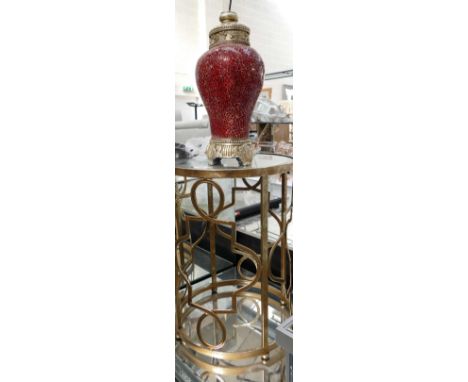 Red crackled glass table lamp: 