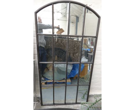 Arched Window Effect Curved Top Antiqued Glass Metal Wall Mirror: height 127 x 91m(please refer to conditions on lot 599) 