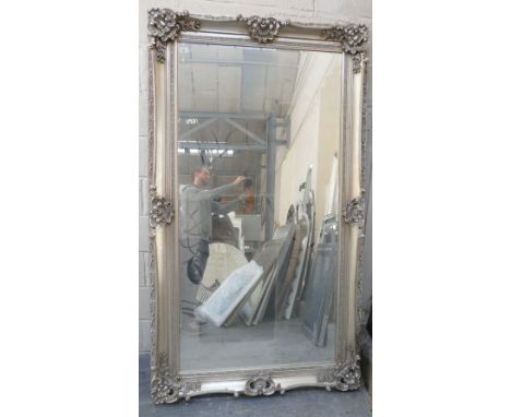 Antique Silver Mirrored Glass Baroque Style Rectangular Wall Mirror: 211 xx 120cm( please refer to conditions on lot 599) 