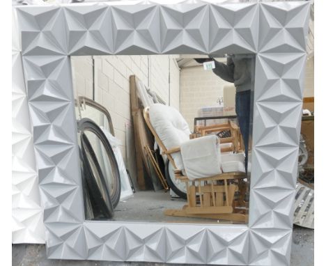 Modern Grey Finish Geometric wall mirror: 103 x 98cm( please refer to conditions on lot 599) 