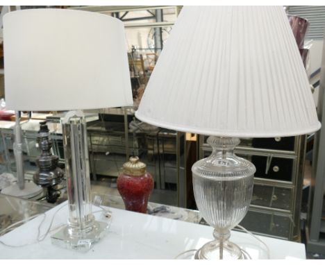 Ornate Classical Glass Table Lamp with Matching Shade (1): (please refer to conditions on lot 599)