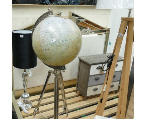 , large Globe on tripod (a/f) &amp; a large table lamp (2): (please refer to conditions on lot 599)