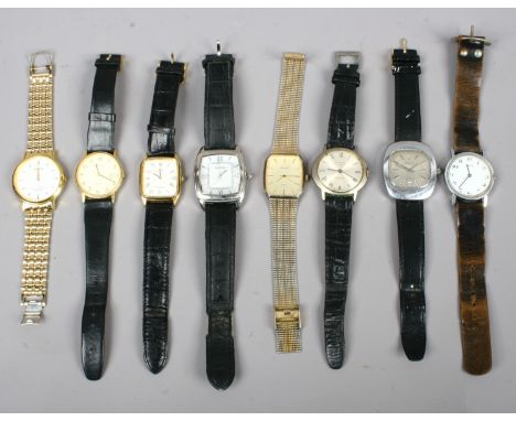 A box of gents manual and quartz wristwatches.