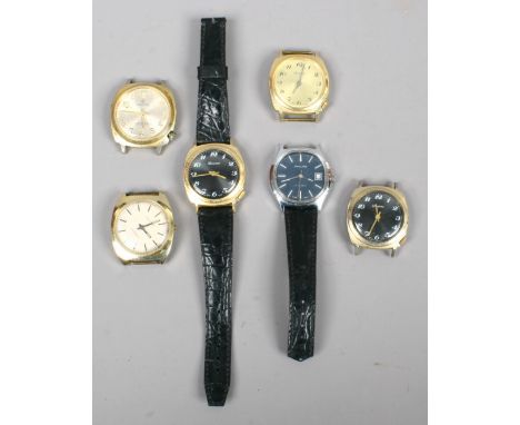 Six gents manual wristwatches.