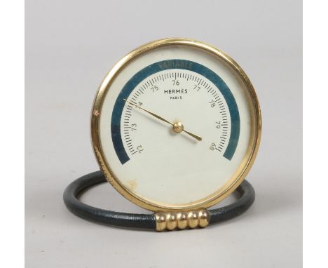 A gilt brass desk top barometer, Hermes of Paris.