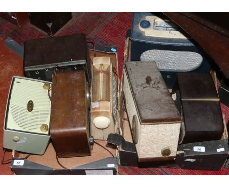 Two boxes of mostly vintage American radios including Ultra, Zenith, Sylvania, Sky Baron etc.