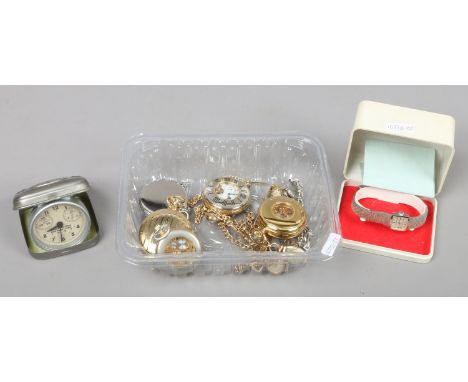 A collection of ladies wristwatches and gents pocket watches to include Rotary, Mount Royal, Sekonda and Limit, some with Alb