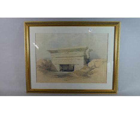 A Framed David Roberts Lithograph of Egyptian Tomb, 50cm Wide 