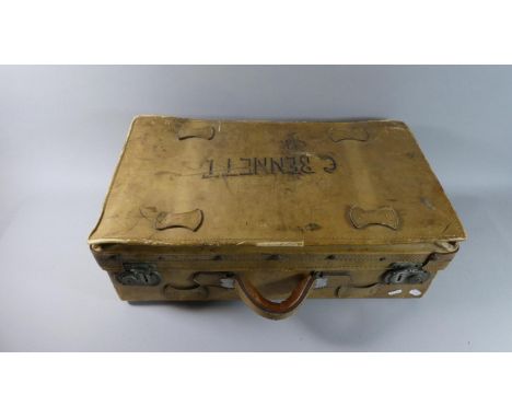A Vintage Vellum Suitcase, 60cm Wide 