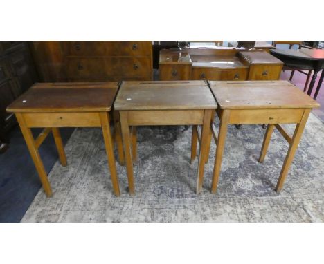 A Set of Three Vintage School Lift Top Desks, Each 60cm Wide 