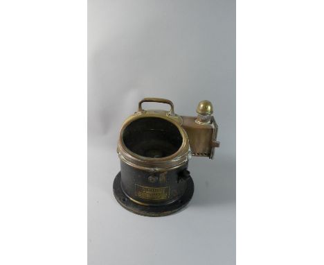 A Vintage Brass Pattern 183 Binnacle Compass with Side Lamp, Complete with Burner 
