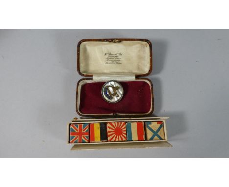 A Vintage Allies Flag Puzzle/Dice and Mother of Pearl Mounted The Kings Regiment Sweet Heart Brooch 