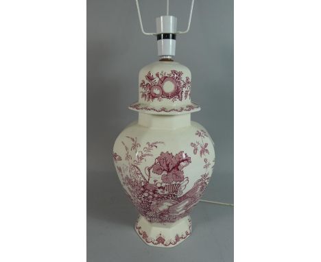 A Large Ceramic Masons Fruit Basket Pattern Table Lamp, 43cm high 