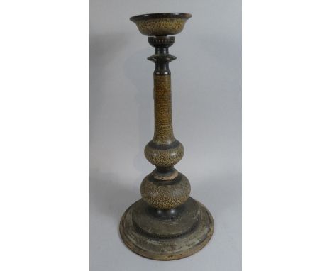 A Turned Wooden Table Lamp Stand, 39cm High 