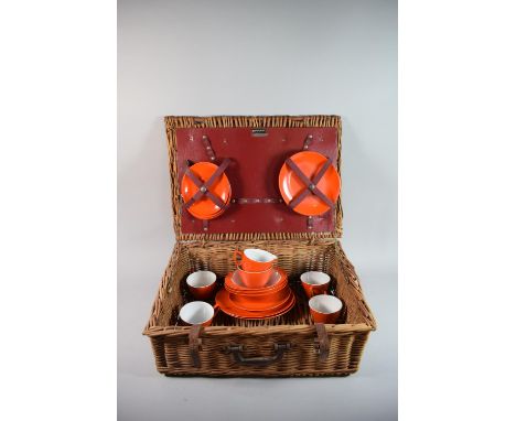 A Wicker Picnic Basket and Contents by Sirram, 50cm Wide 