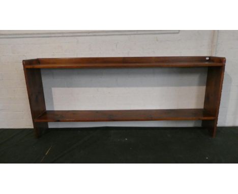A Stained Pine Two Shelf Shoe Rack or Bookcase, 157cm, Long 