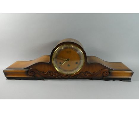 A Large German Walnut Cased Mantle Clock with Westminster Chime Movement by Dubel, 74cm Wide 