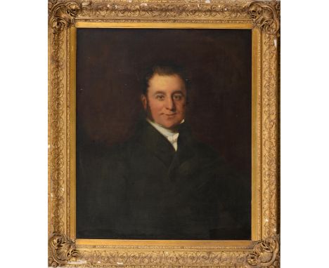 English School, c1840 - Portrait of a Gentleman, almost certainly a member of the Banting Family, half length in white stock 