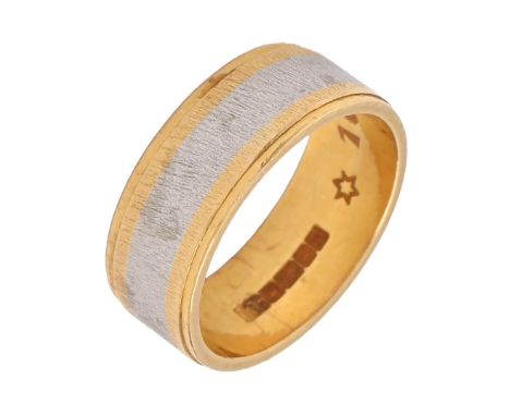 A 22ct gold and platinum wedding band, Birmingham 1972 and marked PLAT, 8g, size L Light wear scratches