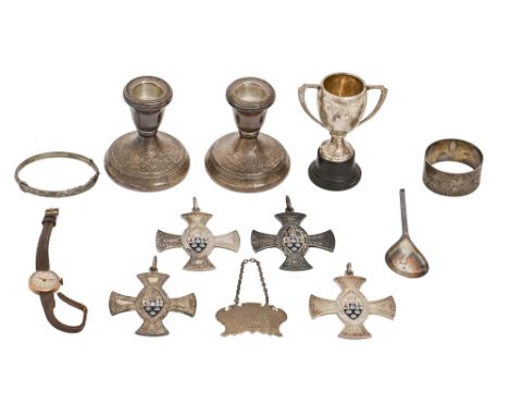 Anglican Lay Ministry. Four silver and enamel pectoral crosses, Southwell Diocese, 63mm, maker AMS, Birmingham 1933 and 1938 