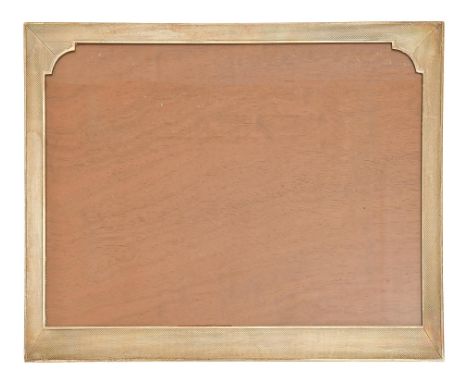 An Elizabeth II silver photograph frame, engine turned, backed on wood, 18.5 x 22.5cm, by J B Chatterley &amp; Sons Ltd, Birm
