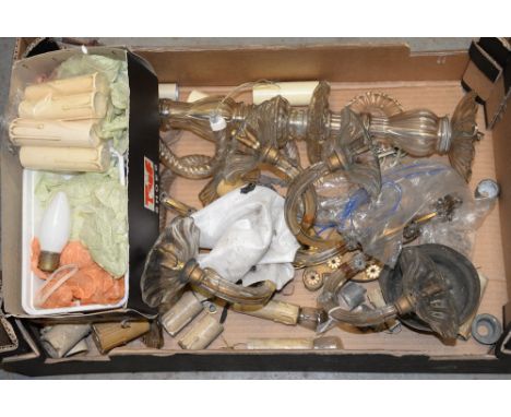Miscellaneous glass light fittings, chandelier, wall light branches and spare parts,&nbsp;early 20th c and later 