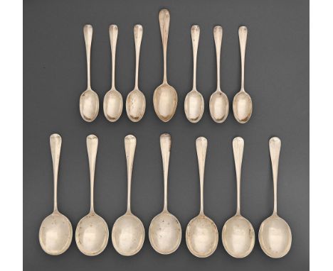 A set of seven Elizabeth II silver soup spoons, Hanoverian pattern with rat tail, by W Hutton &amp; Sons Ltd, Sheffield 1962,