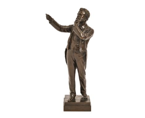 W Grant Stevenson RSA (1842-1904) - Statuette of the Sculptor, early 20th c, bronze, rich brown patina slightly scratched, 43