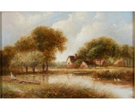 Joseph Thors (1835-1884) – River Scene; Driving Sheep, a pair, both signed, oil on canvas, 19 x 29cm (2)&nbsp;&nbsp;  Provena